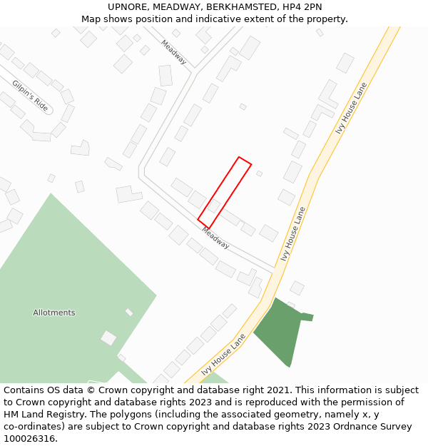 UPNORE, MEADWAY, BERKHAMSTED, HP4 2PN: Location map and indicative extent of plot