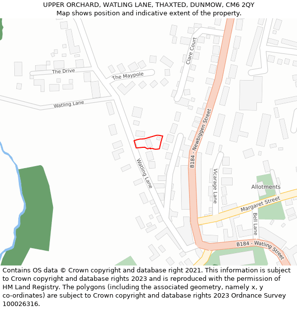 UPPER ORCHARD, WATLING LANE, THAXTED, DUNMOW, CM6 2QY: Location map and indicative extent of plot