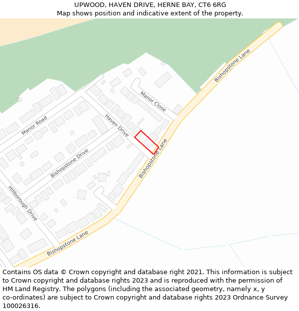 UPWOOD, HAVEN DRIVE, HERNE BAY, CT6 6RG: Location map and indicative extent of plot