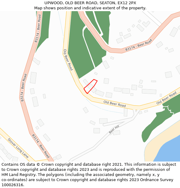 UPWOOD, OLD BEER ROAD, SEATON, EX12 2PX: Location map and indicative extent of plot