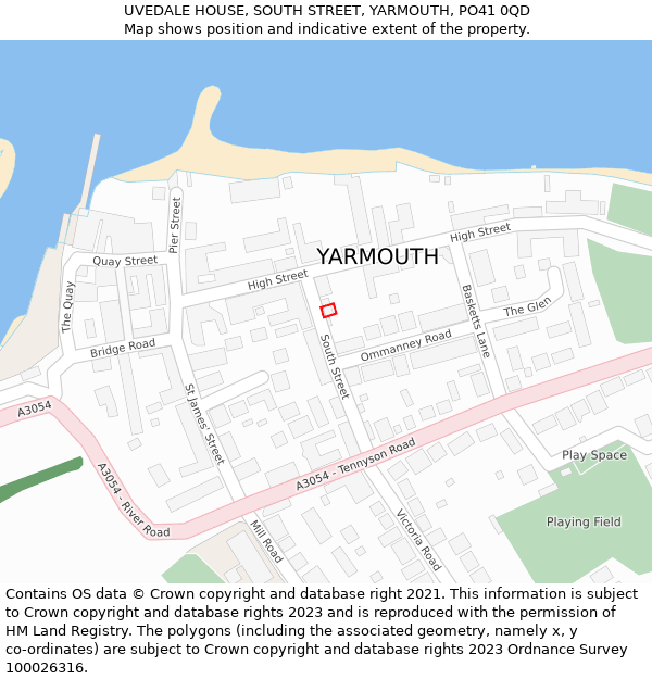 UVEDALE HOUSE, SOUTH STREET, YARMOUTH, PO41 0QD: Location map and indicative extent of plot