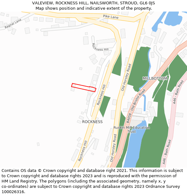 VALEVIEW, ROCKNESS HILL, NAILSWORTH, STROUD, GL6 0JS: Location map and indicative extent of plot