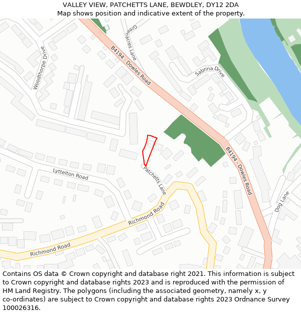 VALLEY VIEW, PATCHETTS LANE, BEWDLEY, DY12 2DA: Location map and indicative extent of plot