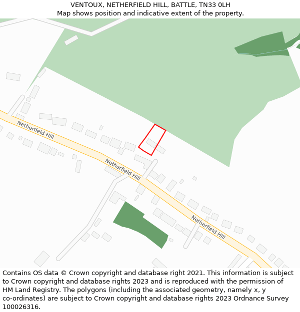 VENTOUX, NETHERFIELD HILL, BATTLE, TN33 0LH: Location map and indicative extent of plot