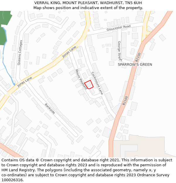 VERRAL KING, MOUNT PLEASANT, WADHURST, TN5 6UH: Location map and indicative extent of plot