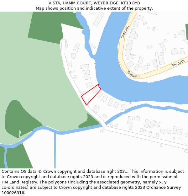 VISTA, HAMM COURT, WEYBRIDGE, KT13 8YB: Location map and indicative extent of plot