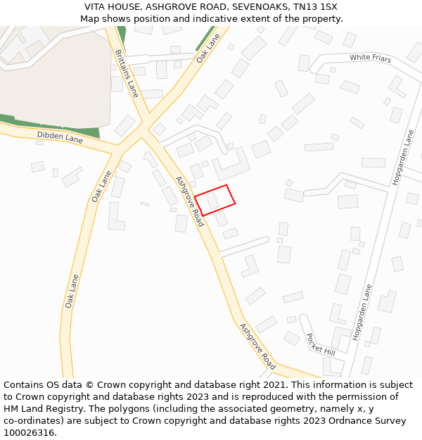 VITA HOUSE, ASHGROVE ROAD, SEVENOAKS, TN13 1SX: Location map and indicative extent of plot