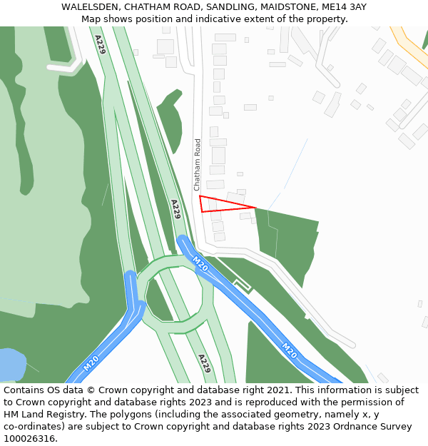 WALELSDEN, CHATHAM ROAD, SANDLING, MAIDSTONE, ME14 3AY: Location map and indicative extent of plot