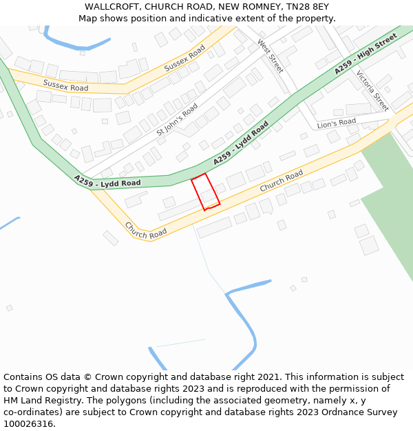 WALLCROFT, CHURCH ROAD, NEW ROMNEY, TN28 8EY: Location map and indicative extent of plot