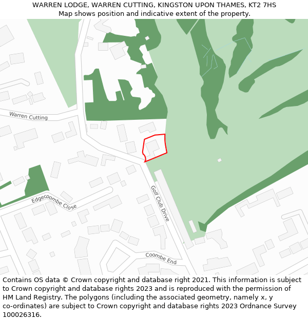 WARREN LODGE, WARREN CUTTING, KINGSTON UPON THAMES, KT2 7HS: Location map and indicative extent of plot