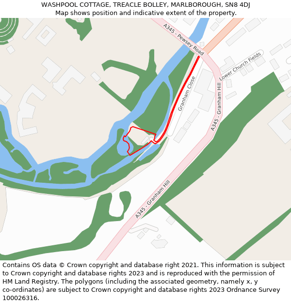 WASHPOOL COTTAGE, TREACLE BOLLEY, MARLBOROUGH, SN8 4DJ: Location map and indicative extent of plot
