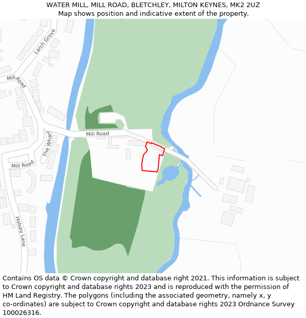WATER MILL, MILL ROAD, BLETCHLEY, MILTON KEYNES, MK2 2UZ: Location map and indicative extent of plot