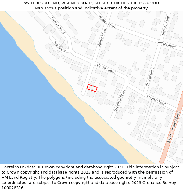 WATERFORD END, WARNER ROAD, SELSEY, CHICHESTER, PO20 9DD: Location map and indicative extent of plot