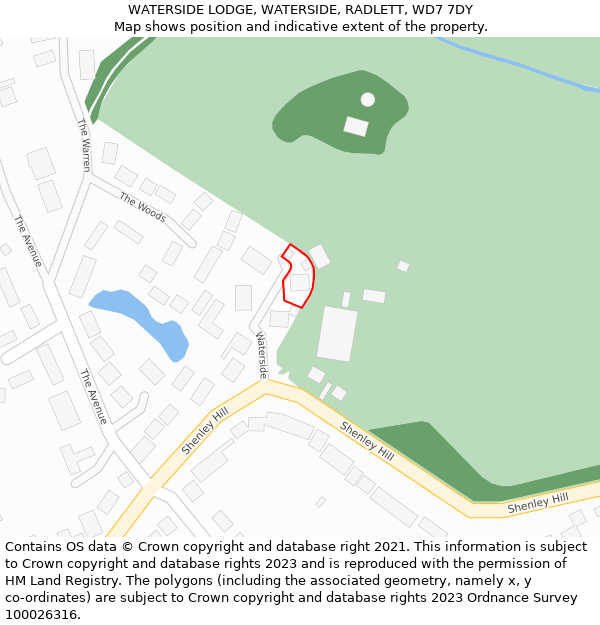 WATERSIDE LODGE, WATERSIDE, RADLETT, WD7 7DY: Location map and indicative extent of plot