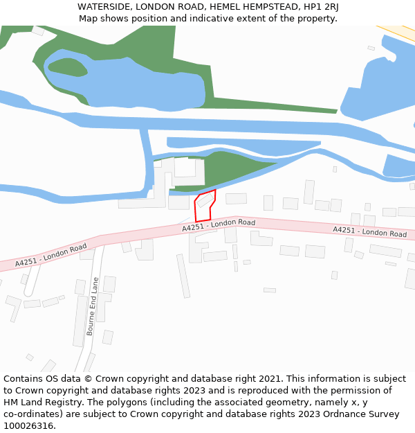 WATERSIDE, LONDON ROAD, HEMEL HEMPSTEAD, HP1 2RJ: Location map and indicative extent of plot