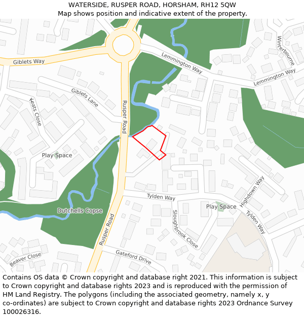 WATERSIDE, RUSPER ROAD, HORSHAM, RH12 5QW: Location map and indicative extent of plot