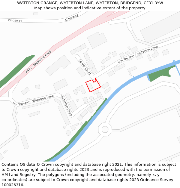 WATERTON GRANGE, WATERTON LANE, WATERTON, BRIDGEND, CF31 3YW: Location map and indicative extent of plot