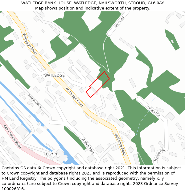 WATLEDGE BANK HOUSE, WATLEDGE, NAILSWORTH, STROUD, GL6 0AY: Location map and indicative extent of plot