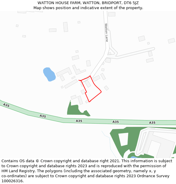 WATTON HOUSE FARM, WATTON, BRIDPORT, DT6 5JZ: Location map and indicative extent of plot