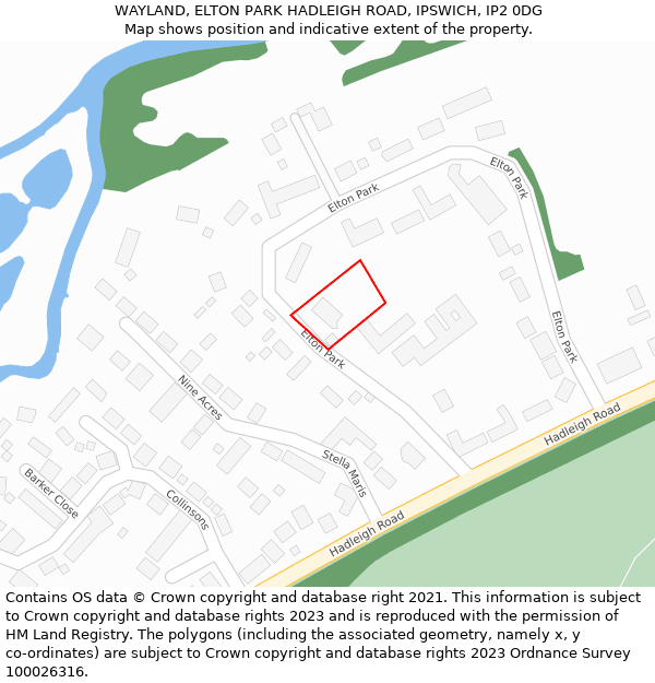 WAYLAND, ELTON PARK HADLEIGH ROAD, IPSWICH, IP2 0DG: Location map and indicative extent of plot