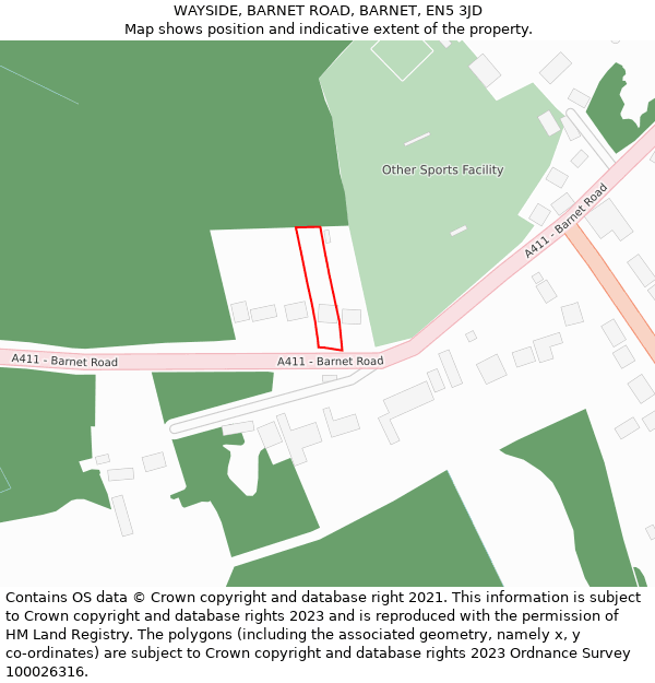 WAYSIDE, BARNET ROAD, BARNET, EN5 3JD: Location map and indicative extent of plot