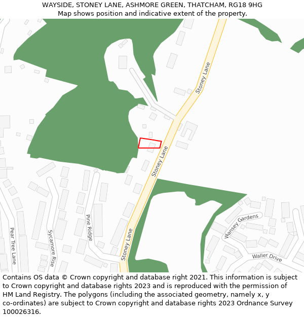 WAYSIDE, STONEY LANE, ASHMORE GREEN, THATCHAM, RG18 9HG: Location map and indicative extent of plot