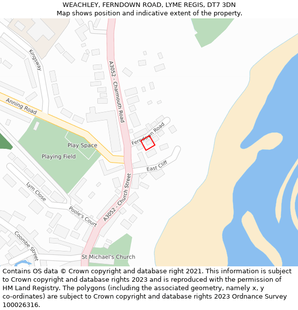 WEACHLEY, FERNDOWN ROAD, LYME REGIS, DT7 3DN: Location map and indicative extent of plot