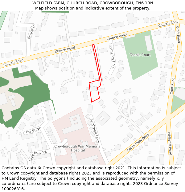 WELFIELD FARM, CHURCH ROAD, CROWBOROUGH, TN6 1BN: Location map and indicative extent of plot