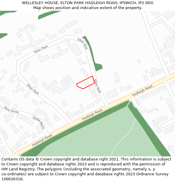 WELLESLEY HOUSE, ELTON PARK HADLEIGH ROAD, IPSWICH, IP2 0DG: Location map and indicative extent of plot