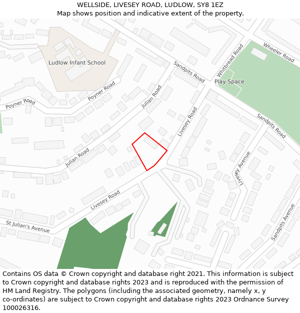 WELLSIDE, LIVESEY ROAD, LUDLOW, SY8 1EZ: Location map and indicative extent of plot