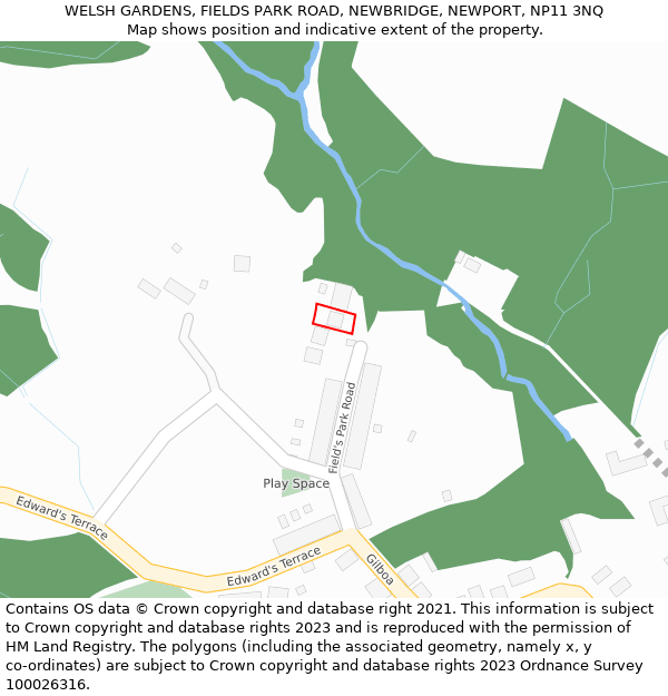 WELSH GARDENS, FIELDS PARK ROAD, NEWBRIDGE, NEWPORT, NP11 3NQ: Location map and indicative extent of plot