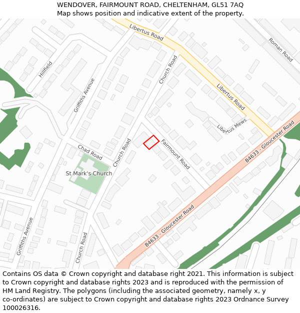WENDOVER, FAIRMOUNT ROAD, CHELTENHAM, GL51 7AQ: Location map and indicative extent of plot