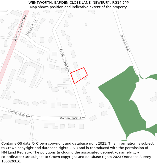 WENTWORTH, GARDEN CLOSE LANE, NEWBURY, RG14 6PP: Location map and indicative extent of plot