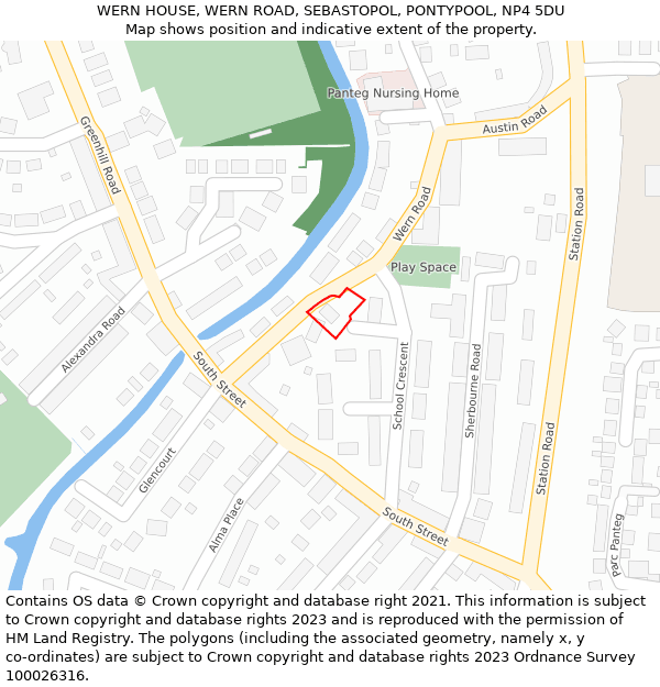 WERN HOUSE, WERN ROAD, SEBASTOPOL, PONTYPOOL, NP4 5DU: Location map and indicative extent of plot