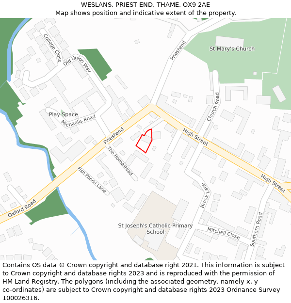 WESLANS, PRIEST END, THAME, OX9 2AE: Location map and indicative extent of plot