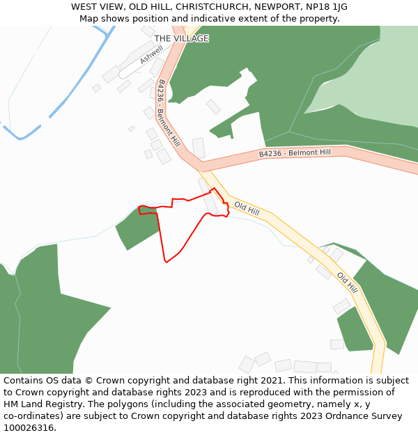 WEST VIEW, OLD HILL, CHRISTCHURCH, NEWPORT, NP18 1JG: Location map and indicative extent of plot
