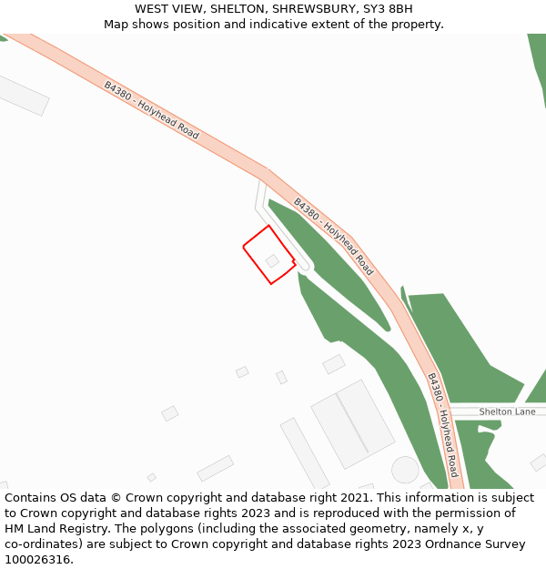 WEST VIEW, SHELTON, SHREWSBURY, SY3 8BH: Location map and indicative extent of plot