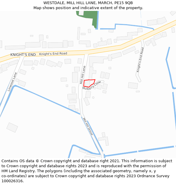 WESTDALE, MILL HILL LANE, MARCH, PE15 9QB: Location map and indicative extent of plot