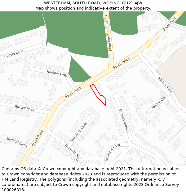 WESTERHAM, SOUTH ROAD, WOKING, GU21 4JW: Location map and indicative extent of plot