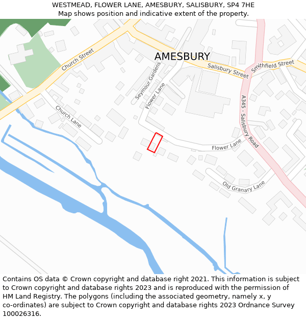 WESTMEAD, FLOWER LANE, AMESBURY, SALISBURY, SP4 7HE: Location map and indicative extent of plot