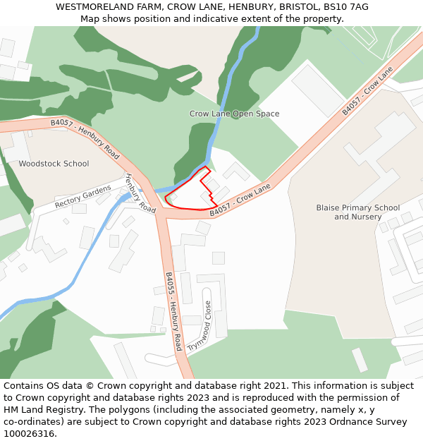 WESTMORELAND FARM, CROW LANE, HENBURY, BRISTOL, BS10 7AG: Location map and indicative extent of plot