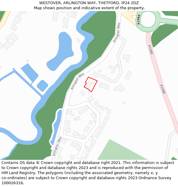 WESTOVER, ARLINGTON WAY, THETFORD, IP24 2DZ: Location map and indicative extent of plot