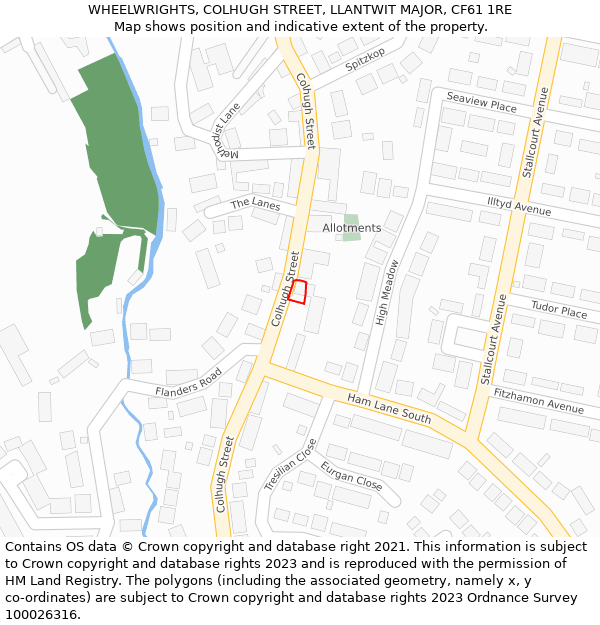 WHEELWRIGHTS, COLHUGH STREET, LLANTWIT MAJOR, CF61 1RE: Location map and indicative extent of plot