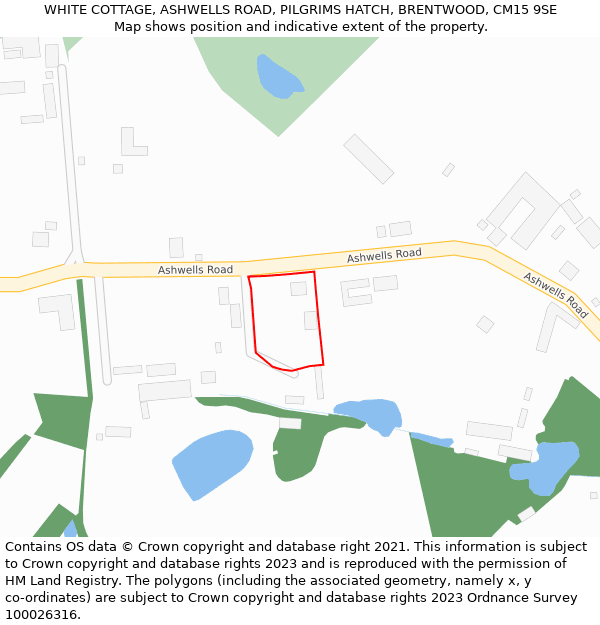 WHITE COTTAGE, ASHWELLS ROAD, PILGRIMS HATCH, BRENTWOOD, CM15 9SE: Location map and indicative extent of plot
