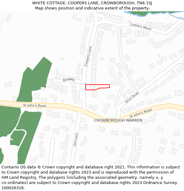 WHITE COTTAGE, COOPERS LANE, CROWBOROUGH, TN6 1SJ: Location map and indicative extent of plot
