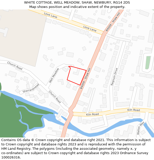 WHITE COTTAGE, WELL MEADOW, SHAW, NEWBURY, RG14 2DS: Location map and indicative extent of plot