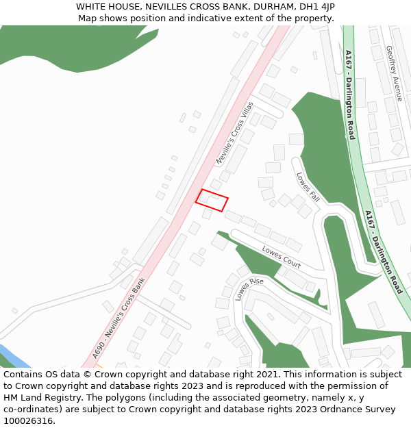 WHITE HOUSE, NEVILLES CROSS BANK, DURHAM, DH1 4JP: Location map and indicative extent of plot