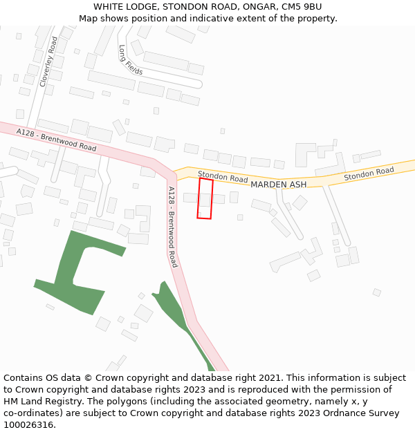 WHITE LODGE, STONDON ROAD, ONGAR, CM5 9BU: Location map and indicative extent of plot