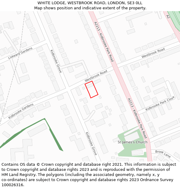 WHITE LODGE, WESTBROOK ROAD, LONDON, SE3 0LL: Location map and indicative extent of plot