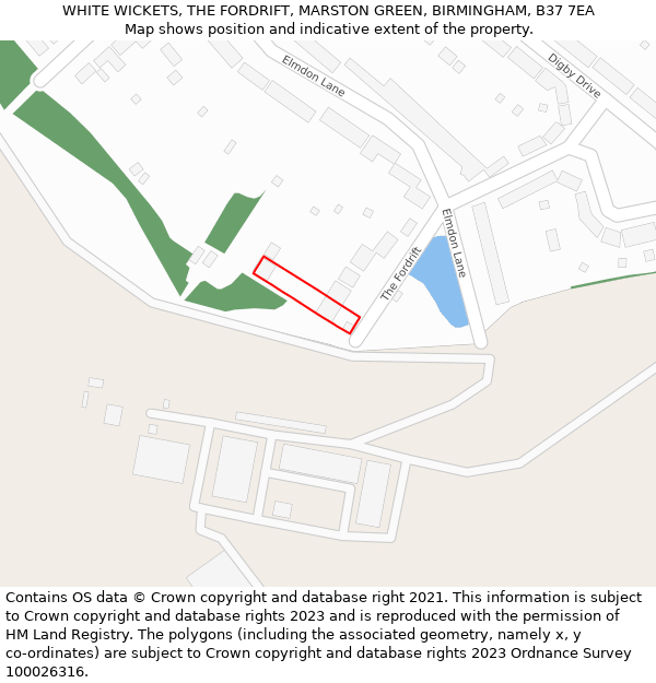 WHITE WICKETS, THE FORDRIFT, MARSTON GREEN, BIRMINGHAM, B37 7EA: Location map and indicative extent of plot